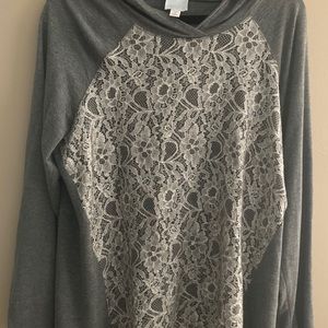 Sunday women’s gray and white lace hoodie
